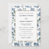 エレガントほこりっぽい青い花結婚柄 招待状 (正面)