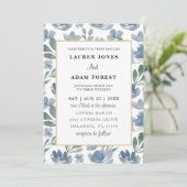 エレガントほこりっぽい青い花結婚柄 招待状 (スタンド正面)