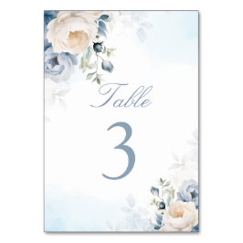 エレガントほこりっぽい青い花、フローラ結婚ズ テーブルナンバー