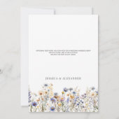 エレガントほこりっぽい青い野の花結婚白 招待状 (裏面)