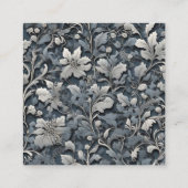 エレガントほこりっぽい青い銀の灰色フローラQRコード エンクロージャーカード (裏面)