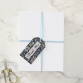 エレガントほこりっぽい青い銀の白い灰色フローラ ギフトタグ (より糸つき)