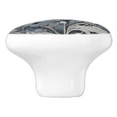 エレガントほこりっぽい青い銀の白い灰色フローラ セラミックノブ (側面)