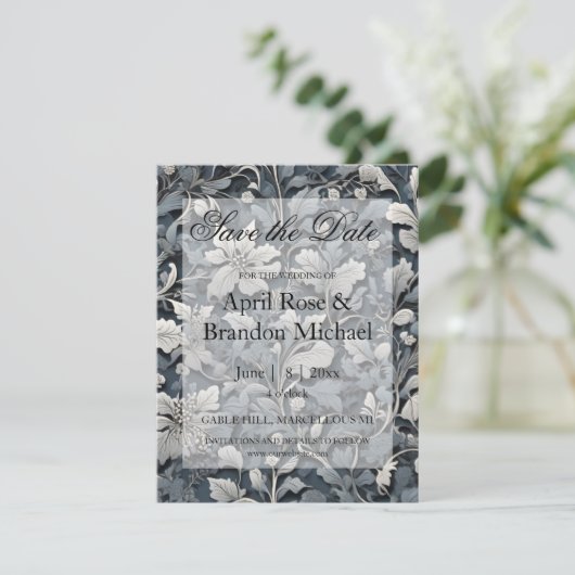 エレガントほこりっぽい青い銀の白い灰色フローラ セーブザデート (スタンド正面)