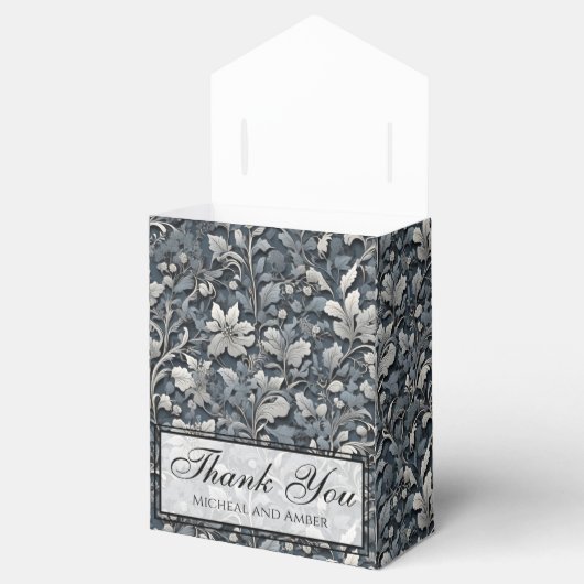 エレガントほこりっぽい青い銀の白い灰色フローラ フェイバーボックス (オープン)