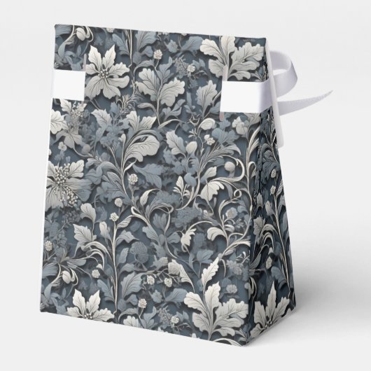 エレガントほこりっぽい青い銀の白い灰色フローラ フェイバーボックス (裏面サイド)