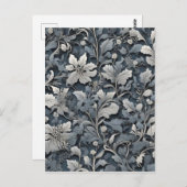 エレガントほこりっぽい青い銀の白い灰色フローラ ポストカード (正面/裏面)