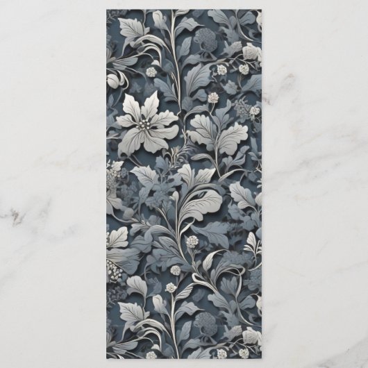 エレガントほこりっぽい青い銀の白い灰色フローラ メニュー (裏面)