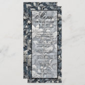 エレガントほこりっぽい青い銀の白い灰色フローラ メニュー (正面/裏面)