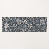 エレガントほこりっぽい青い銀の白い灰色フローラ ヨガマット (正面(横))