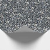 エレガントほこりっぽい青い銀の白い灰色フローラ ラッピングペーパー (角)