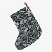 エレガントほこりっぽい青い銀の白い灰色フローラ ラージクリスマスストッキング (裏面 (吊り時))