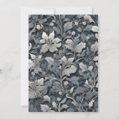 エレガントほこりっぽい青い銀の白い灰色フローラ 招待状 (裏面)