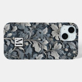 エレガントほこりっぽい青い銀の白い灰色フローラ Case-Mate iPhoneケース (裏面 (横))