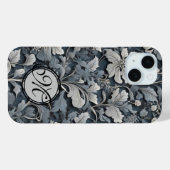 エレガントほこりっぽい青い銀の白い灰色フローラ Case-Mate iPhoneケース (裏面 (横))