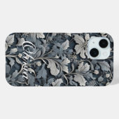 エレガントほこりっぽい青い銀の白い灰色フローラ Case-Mate iPhoneケース (裏面 (横))