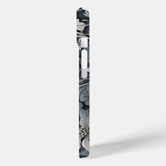 エレガントほこりっぽい青い銀の白い灰色フローラ Case-Mate iPhoneケース (裏面 / 左)