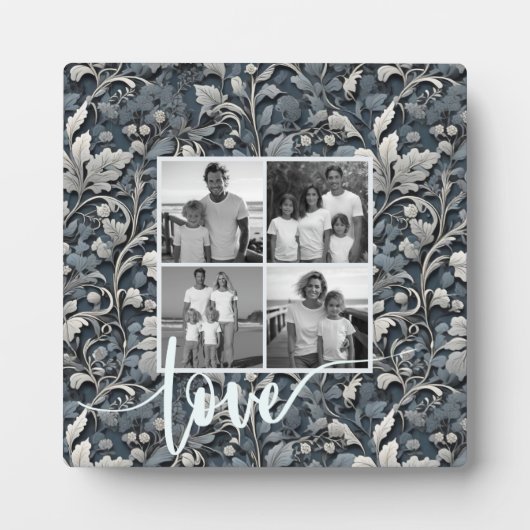 エレガントほこりっぽい青い銀白色グレーフローラ写真 フォトプラーク (正面)