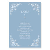 エレガントほこりっぽい青と白のヴィンテージ縁ど テーブルナンバー (裏面)