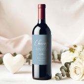 エレガントほこりっぽい青と白の書結婚道 ワインラベル