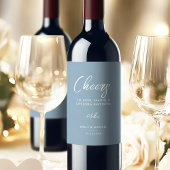 エレガントほこりっぽい青と白の書結婚道 ワインラベル