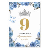 エレガントほこりっぽい青と金ゴールドキンセアニェラ テーブルナンバー (正面)