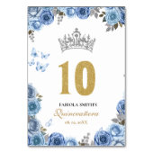 エレガントほこりっぽい青と金ゴールドキンセアニェラ テーブルナンバー (裏面)