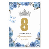 エレガントほこりっぽい青と金ゴールドキンセアニェラ テーブルナンバー (裏面)