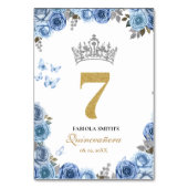 エレガントほこりっぽい青と金ゴールドキンセアニェラ テーブルナンバー (裏面)