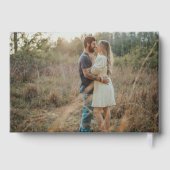 エレガントほこりっぽい青と金ゴールド書結婚の ゲストブック (裏面)