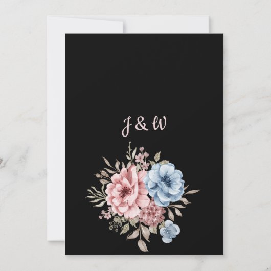 エレガントほこりっぽい青ほこりっぽいバラフローラ 招待状 (裏面)