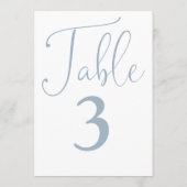 エレガントほこりっぽい青シンプル色の大きなテーブル番号 招待状 (裏面)