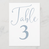 エレガントほこりっぽい青シンプル色の大きなテーブル番号 招待状 (正面)