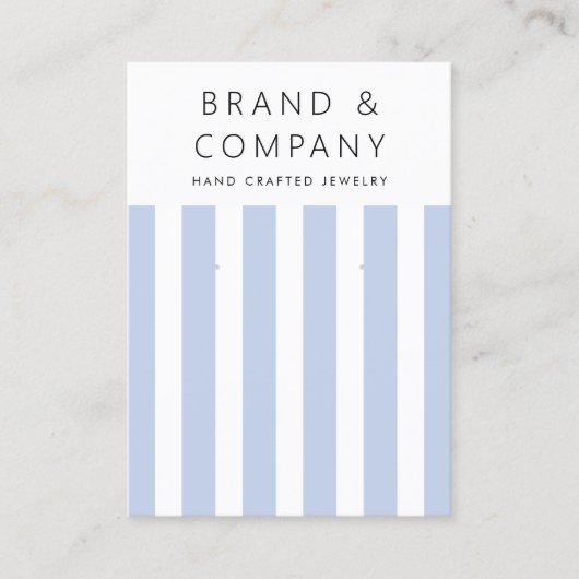 エレガントほこりっぽい青ストライプイヤリングカード 名刺 (正面)