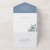 エレガントほこりっぽい青フローラ水の色ボホ結婚の オールインワン招待状 (外側)