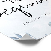 エレガントほこりっぽい青フローラ水彩新しい開始 ポスター (角)