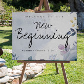 エレガントほこりっぽい青フローラ水彩新しい開始 ポスター