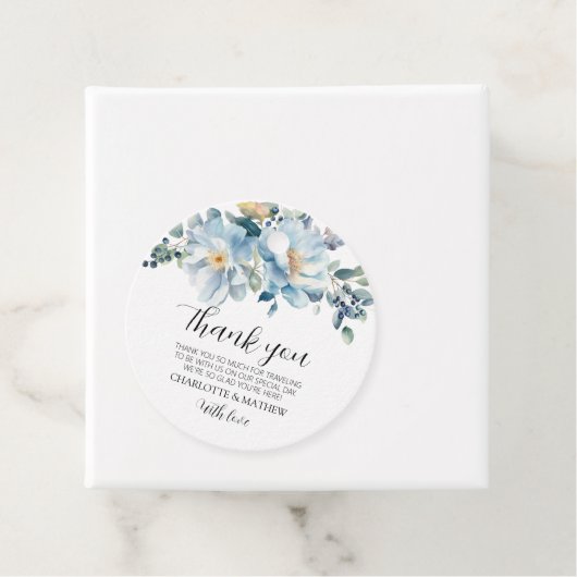 エレガントほこりっぽい青フローラ結婚式の引き出物ギフトラベル フェイバータグ (インサイチュ)