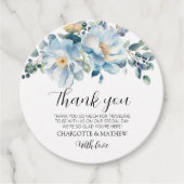 エレガントほこりっぽい青フローラ結婚式の引き出物ギフトラベル フェイバータグ (正面)