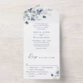 エレガントほこりっぽい青ボホの冬の結婚葉 オールインワン招待状 (内側)