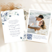 エレガントほこりっぽい青ボホの冬の結婚葉 招待状