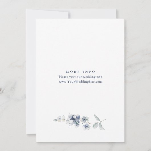 エレガントほこりっぽい青ボホの冬の結婚葉 招待状 (裏面)