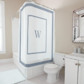 エレガントほこりっぽい青モノグラム文字 シャワーカーテン (インサイチュ)