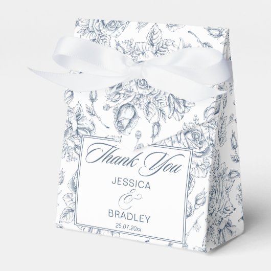 エレガントほこりっぽい青ヴィンテージ結婚バラ フェイバーボックス (正面サイド)