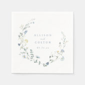 エレガントほこりっぽい青素朴野花ボホ結婚の スタンダードカクテルナプキン (正面)