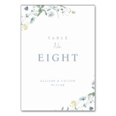 エレガントほこりっぽい青素朴野花ボホ結婚の テーブルナンバー (裏面)