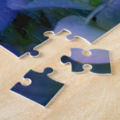 エレガントほこりっぽい青紫フローラ ジグソーパズル (側面)