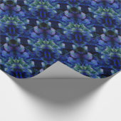 エレガントほこりっぽい青紫フローラ ラッピングペーパー (角)