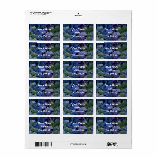 エレガントほこりっぽい青紫フローラ ラベル (フルシート)