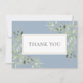 エレガントほこりっぽい青葉緑の結婚 サンキューカード (正面)